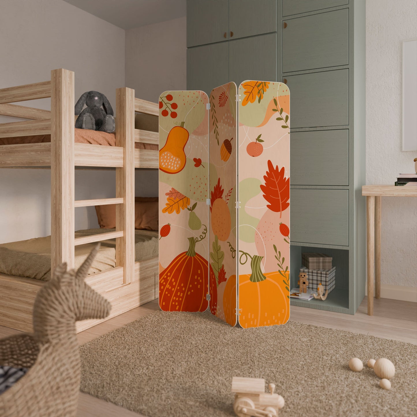 HELLO AUTUMN 3-Panel Plywood Room Divider