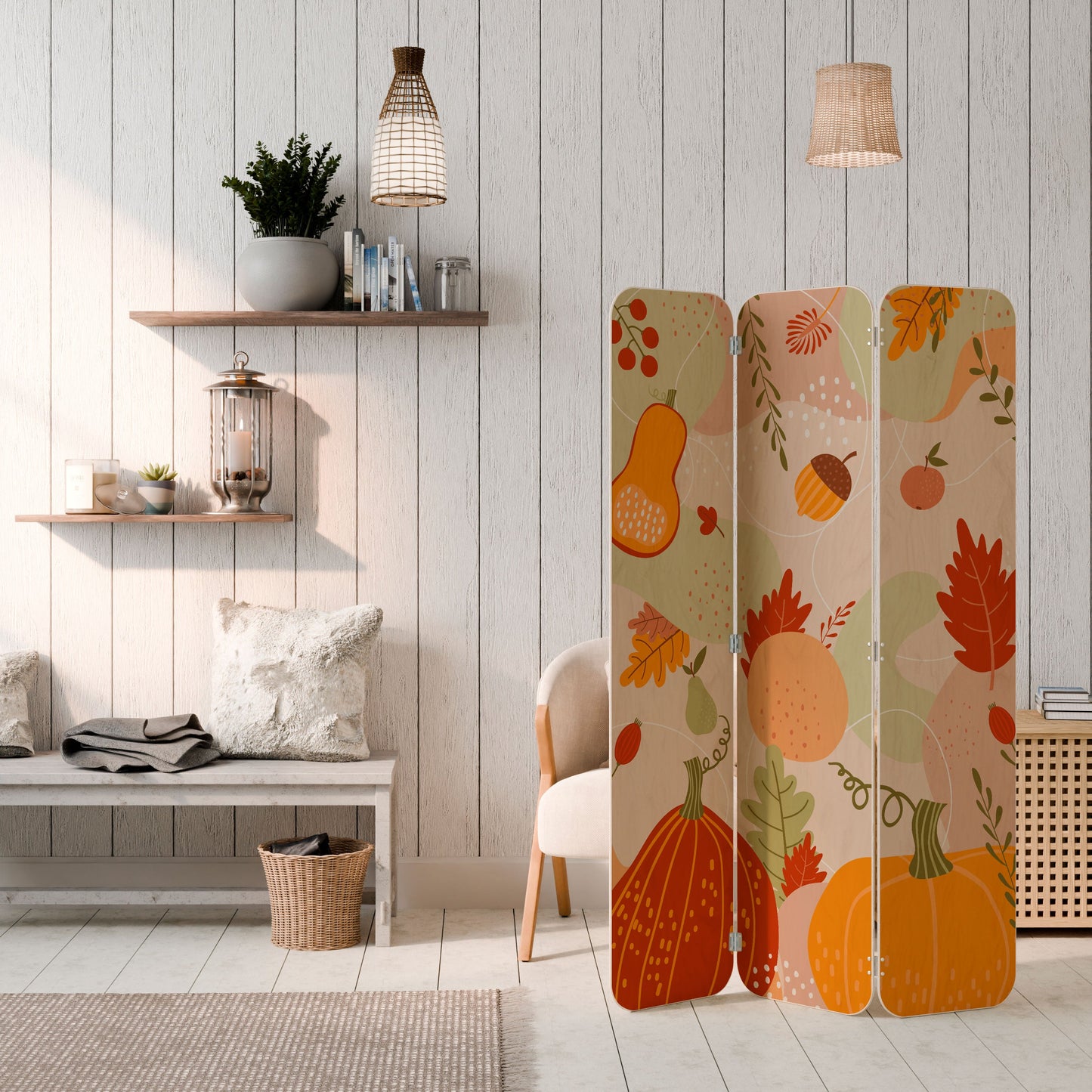 HELLO AUTUMN 3-Panel Plywood Room Divider