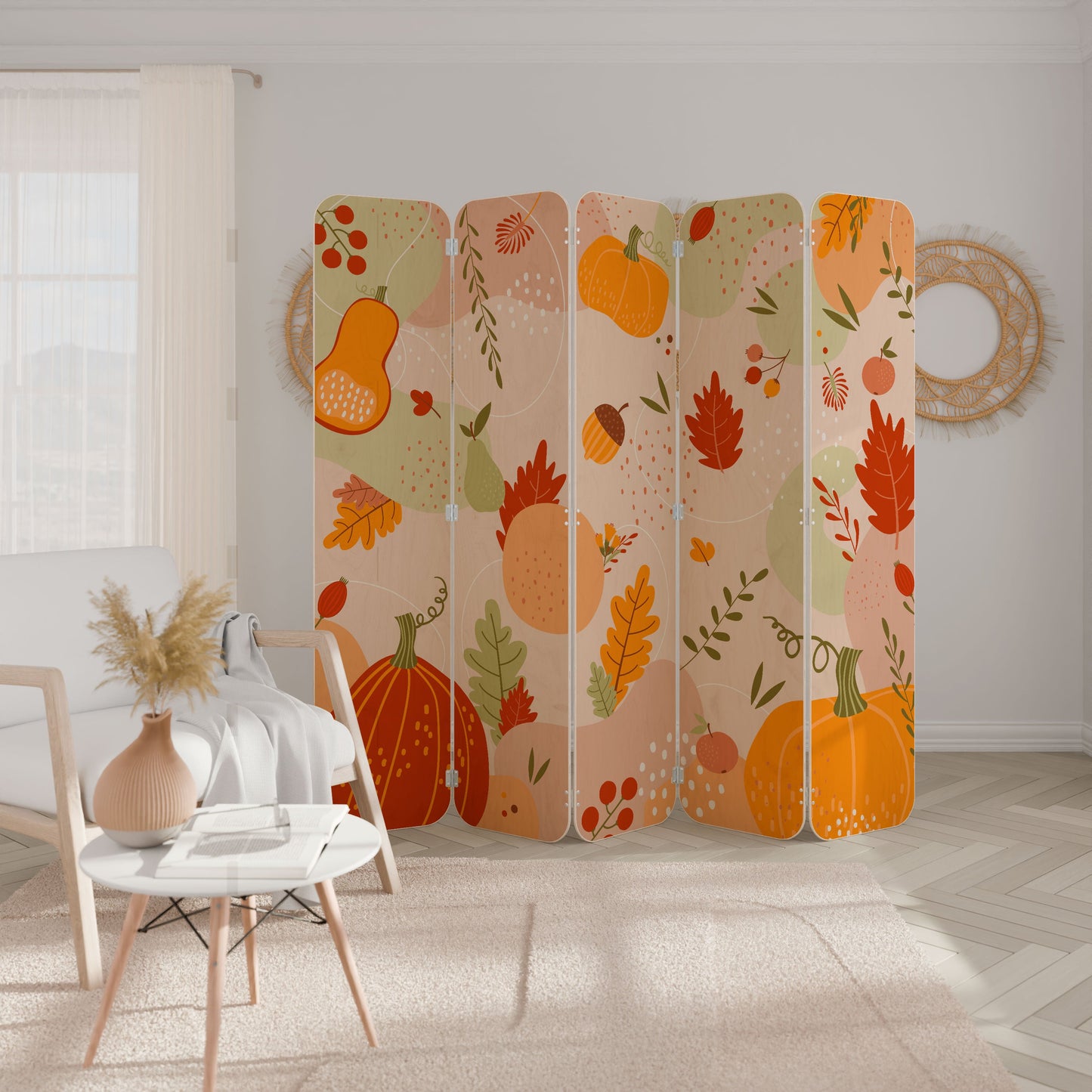 HELLO AUTUMN 5-Panel Plywood Room Divider