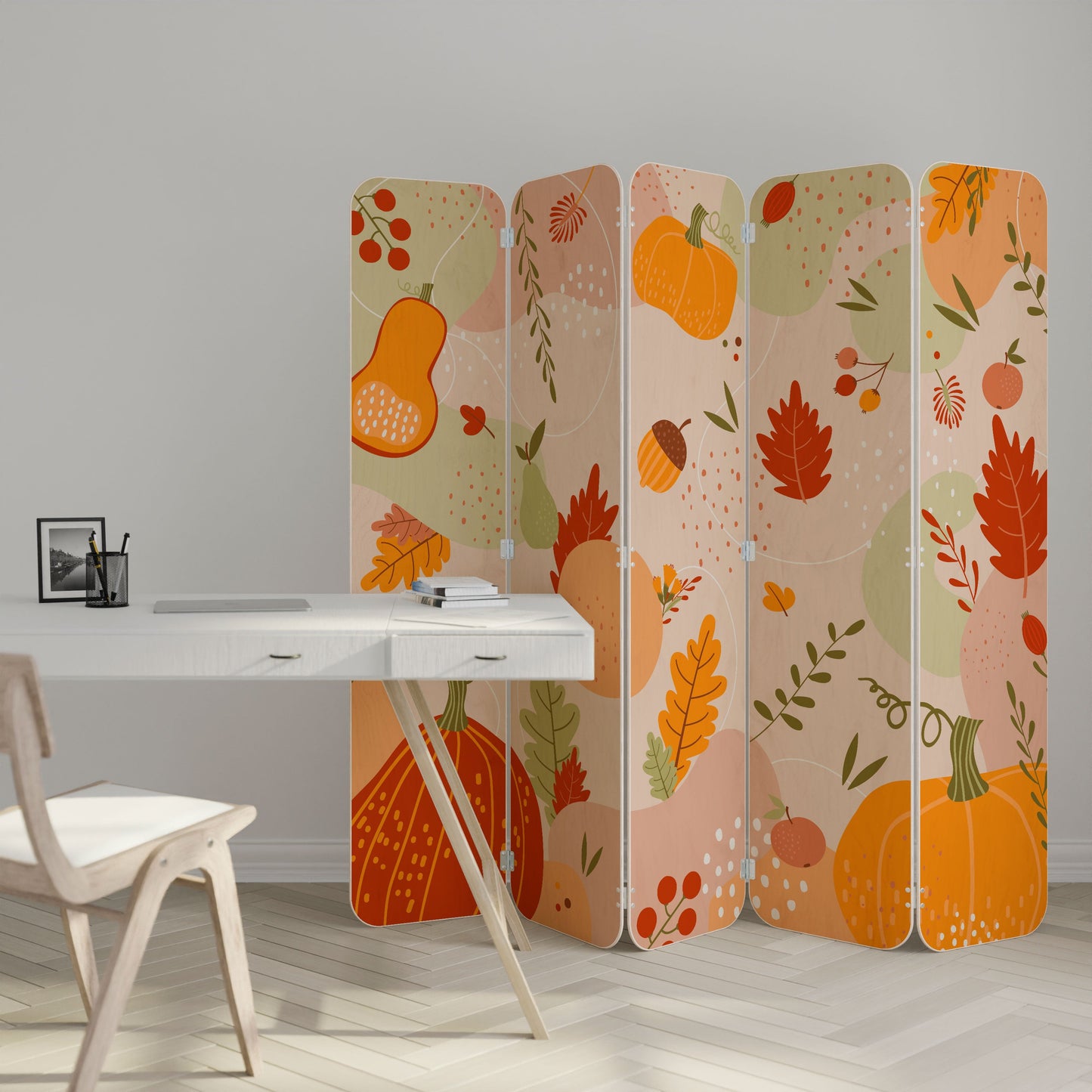 HELLO AUTUMN 5-Panel Plywood Room Divider