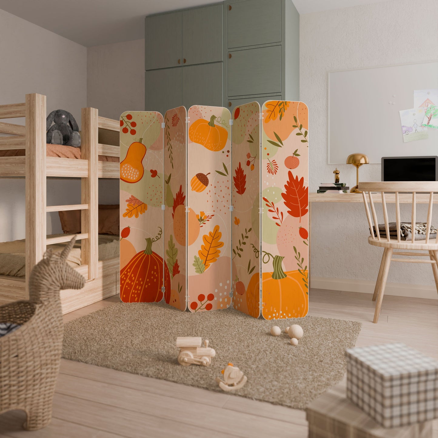 HELLO AUTUMN 5-Panel Plywood Room Divider