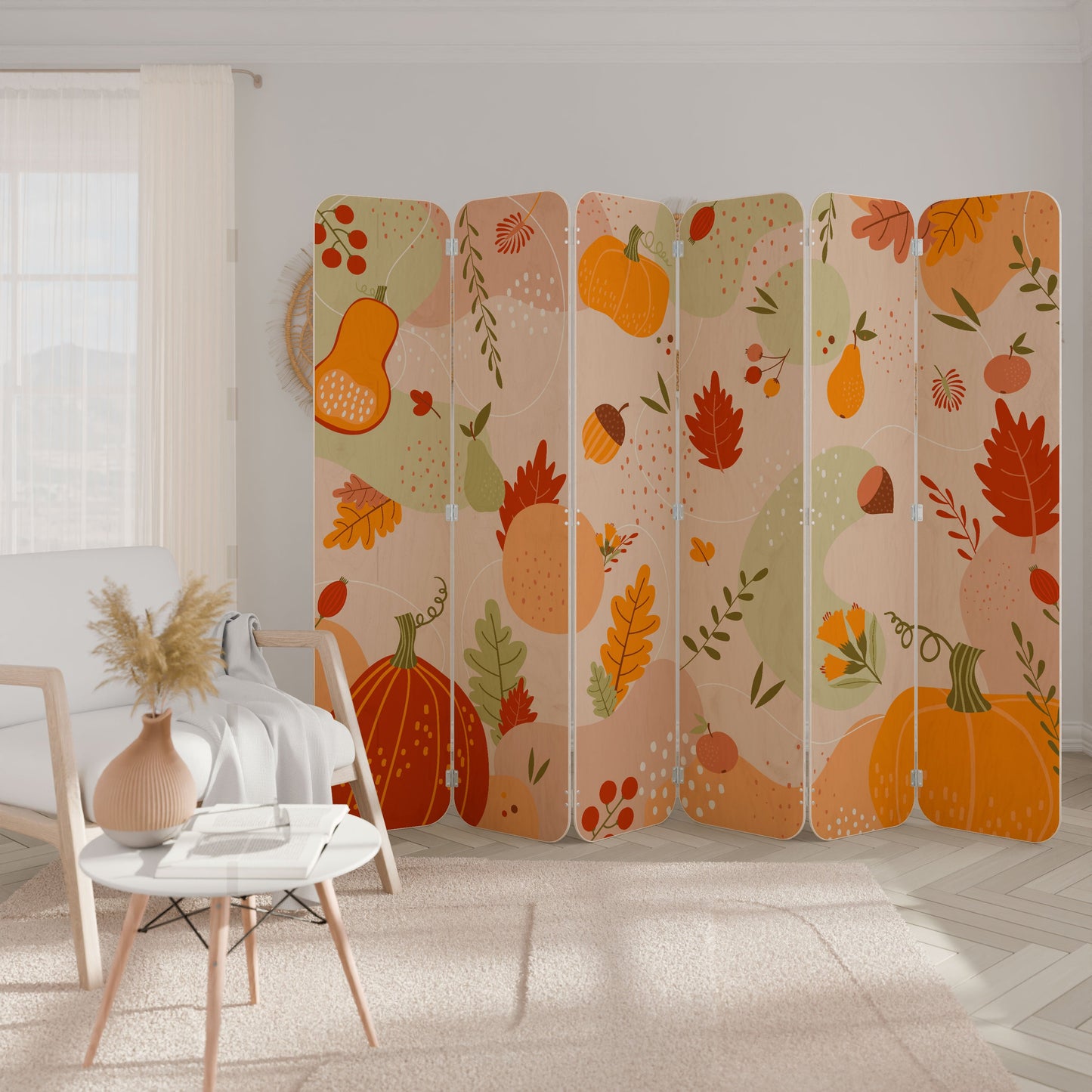 HELLO AUTUMN 6-Panel Plywood Room Divider