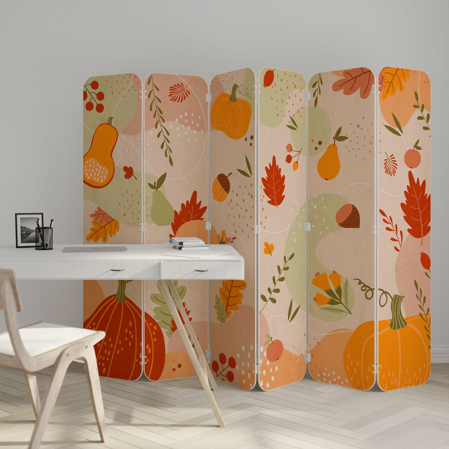 HELLO AUTUMN 6-Panel Plywood Room Divider