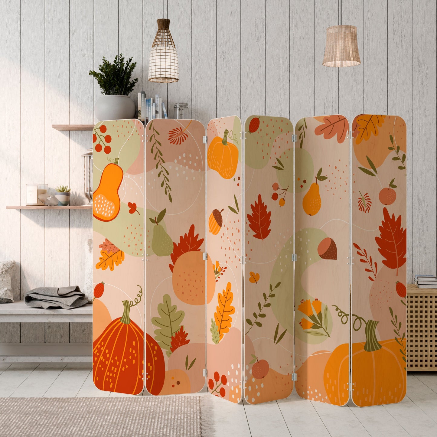 HELLO AUTUMN 6-Panel Plywood Room Divider