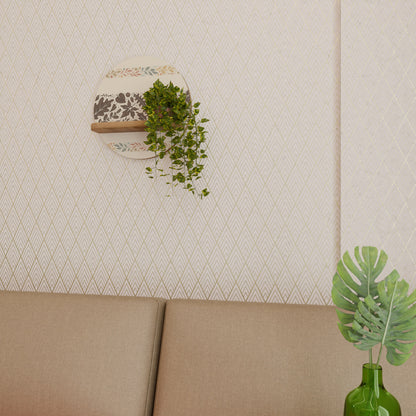 FOLIAGE ROWS Round Art Shelf In Oak Effect