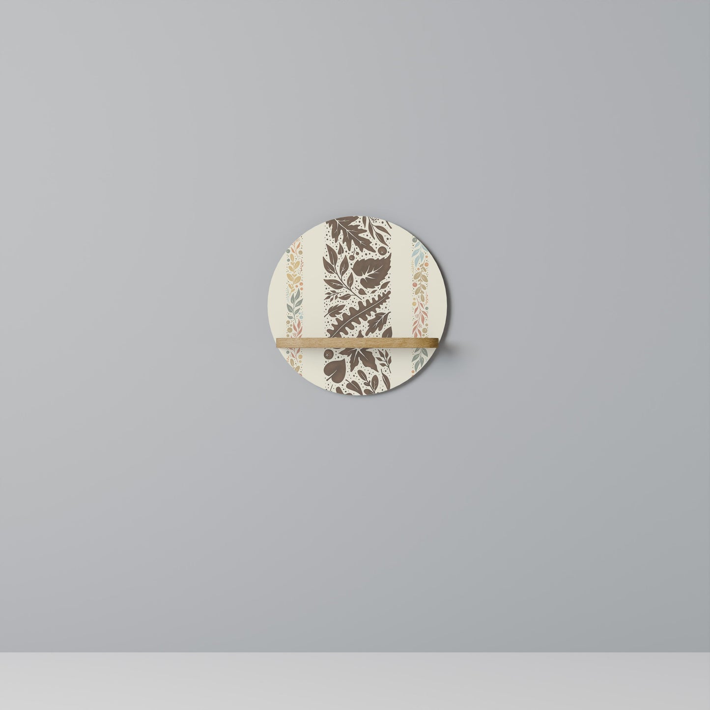 FOLIAGE TALES Round Art Shelf In Oak Effect