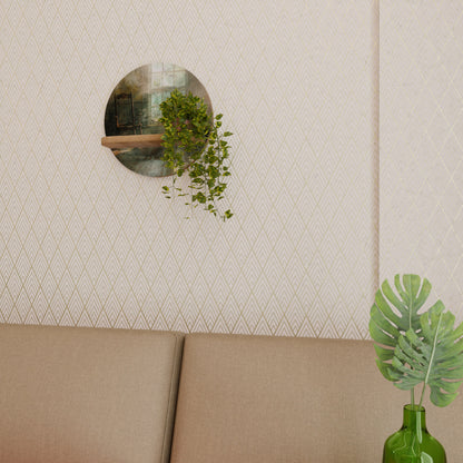 SUNLIT STILLNESS Round Art Shelf In Oak Effect