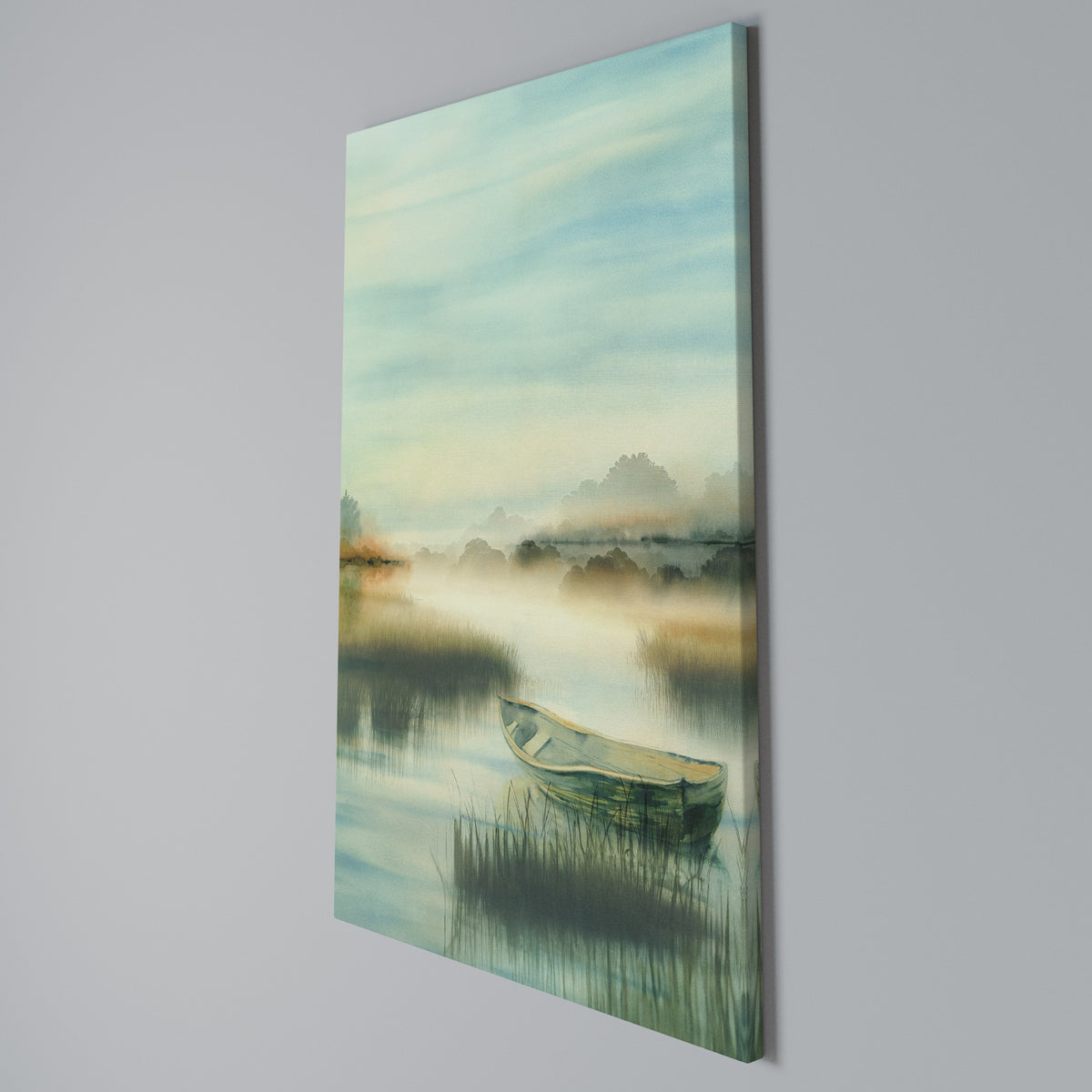 MORNING BY THE LAKE Vertical Canvas Print