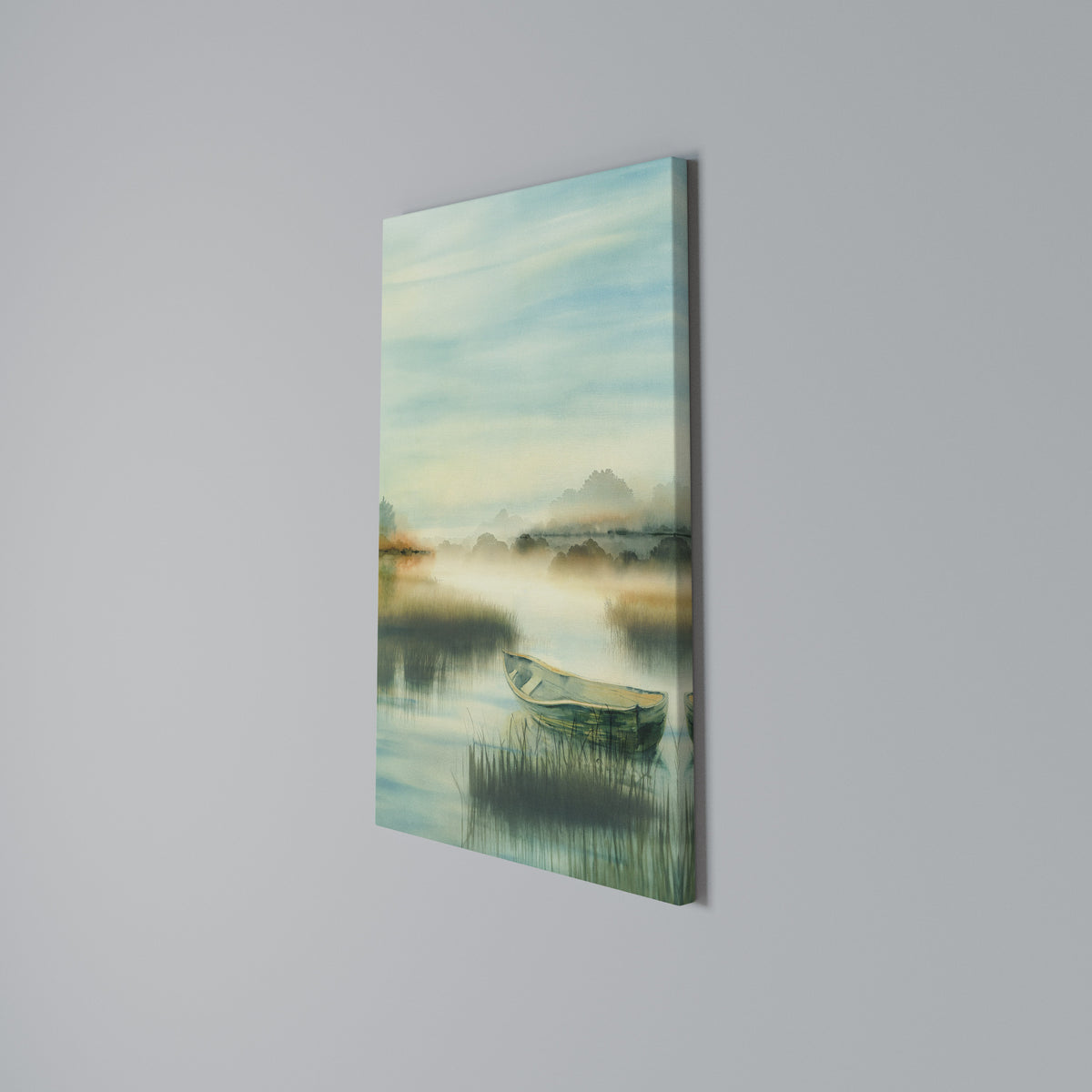 MORNING BY THE LAKE Vertical Canvas Print