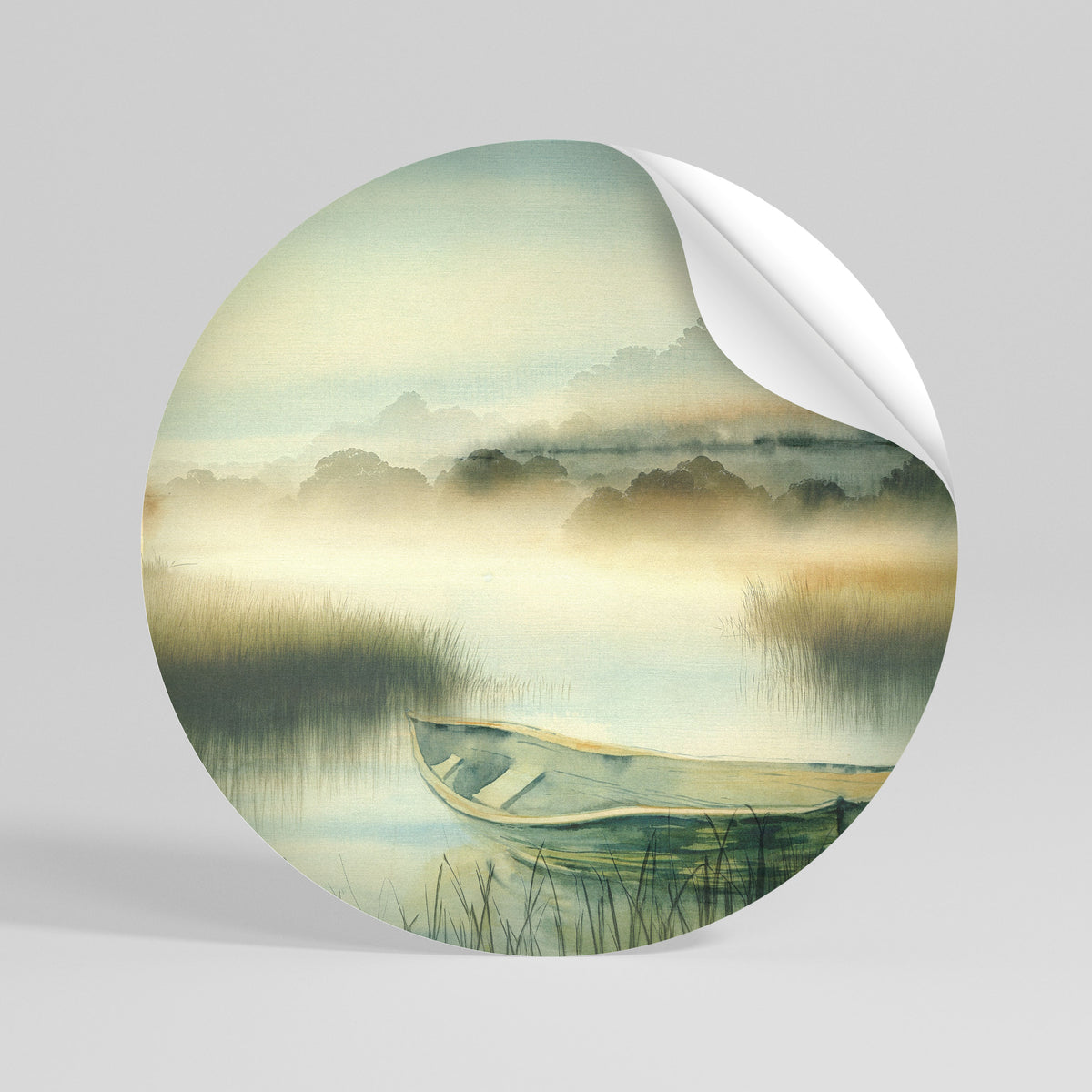 MORNING BY THE LAKE Runder Wandsticker zum Abziehen und Aufkleben
