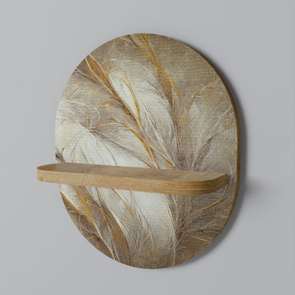 SOFT PLUMAGE Oval Art Shelf In Oak Effect