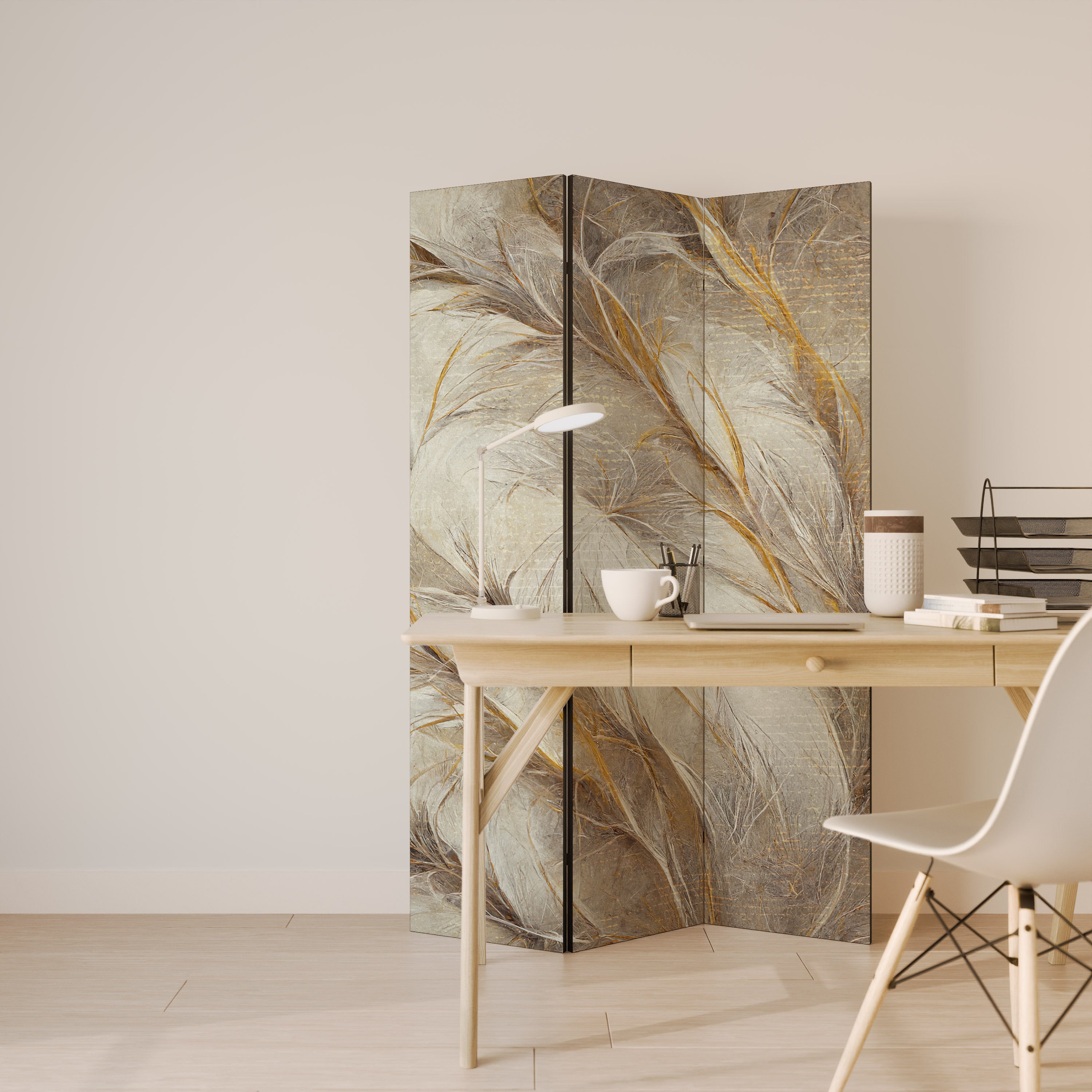 SOFT PLUMAGE 3-Panel Room Divider