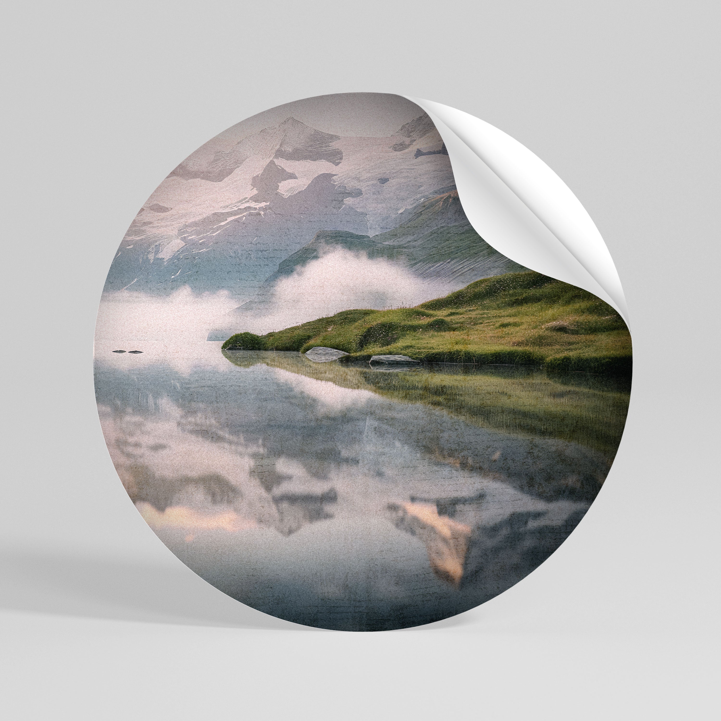 FOGGY HORIZON Peel and Stick Round Sticker