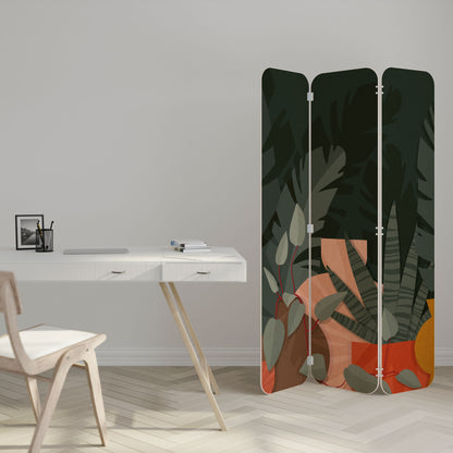 TROPICAL COMPOSITION 3-Panel Plywood Room Divider