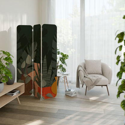 TROPICAL COMPOSITION 3-Panel Plywood Room Divider