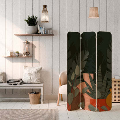 TROPICAL COMPOSITION 3-Panel Plywood Room Divider