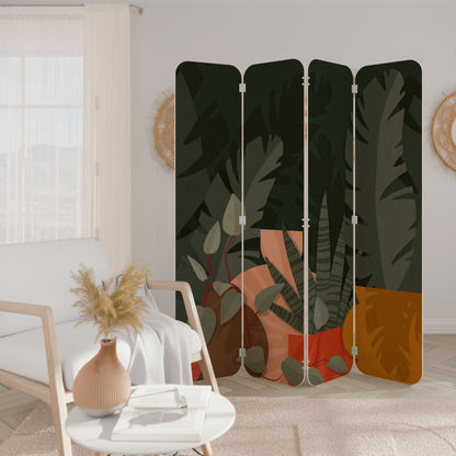 TROPICAL COMPOSITION 4-Panel Plywood Room Divider