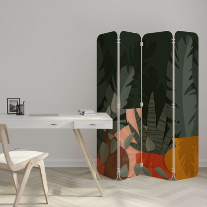 TROPICAL COMPOSITION 4-Panel Plywood Room Divider