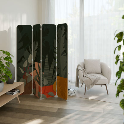 TROPICAL COMPOSITION 4-Panel Plywood Room Divider