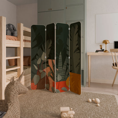 TROPICAL COMPOSITION 4-Panel Plywood Room Divider