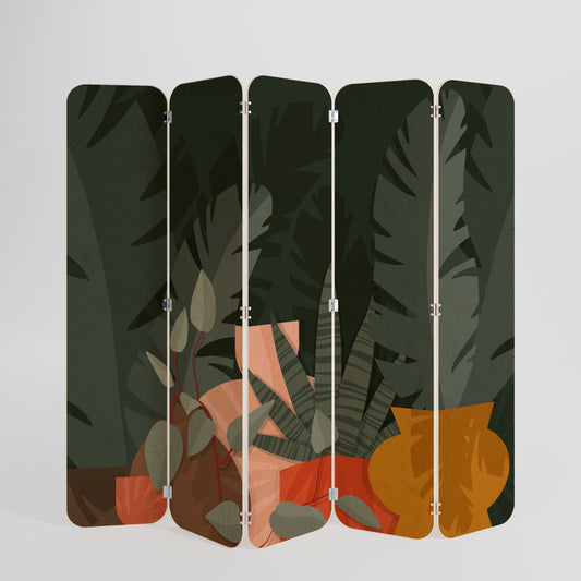 TROPICAL COMPOSITION 5-Panel Plywood Room Divider