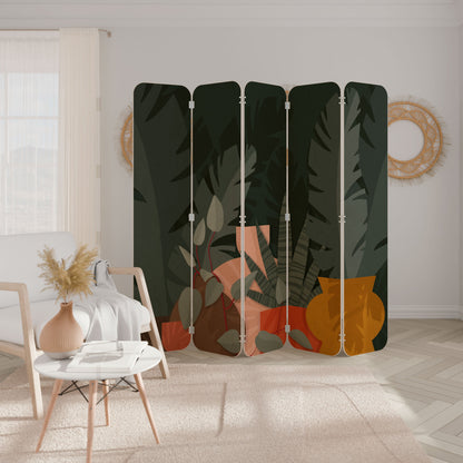 TROPICAL COMPOSITION 5-Panel Plywood Room Divider