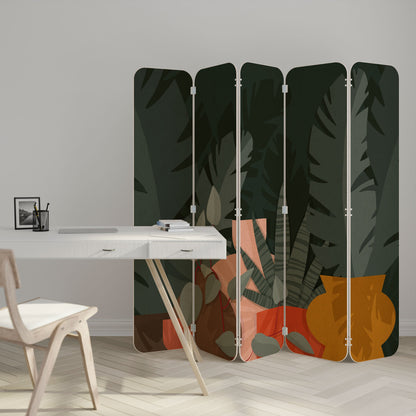 TROPICAL COMPOSITION 5-Panel Plywood Room Divider