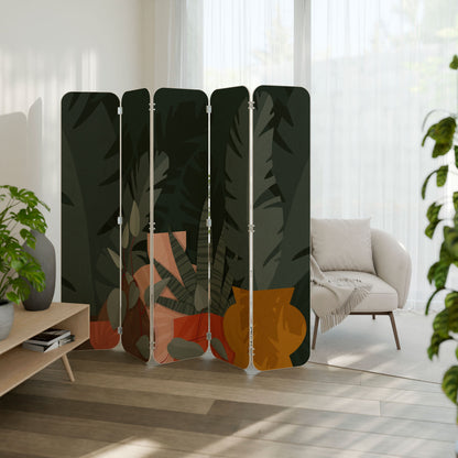 TROPICAL COMPOSITION 5-Panel Plywood Room Divider