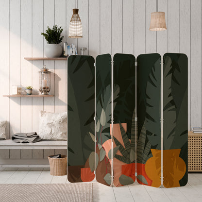 TROPICAL COMPOSITION 5-Panel Plywood Room Divider