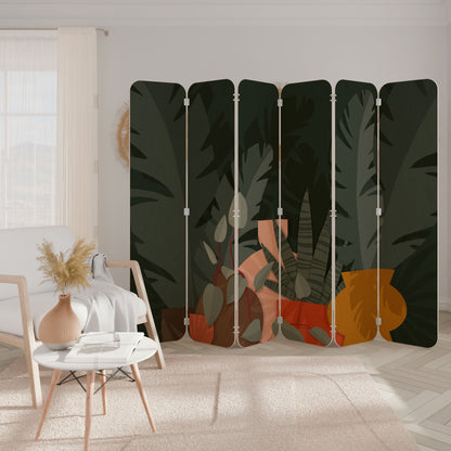 TROPICAL COMPOSITION 6-Panel Plywood Room Divider