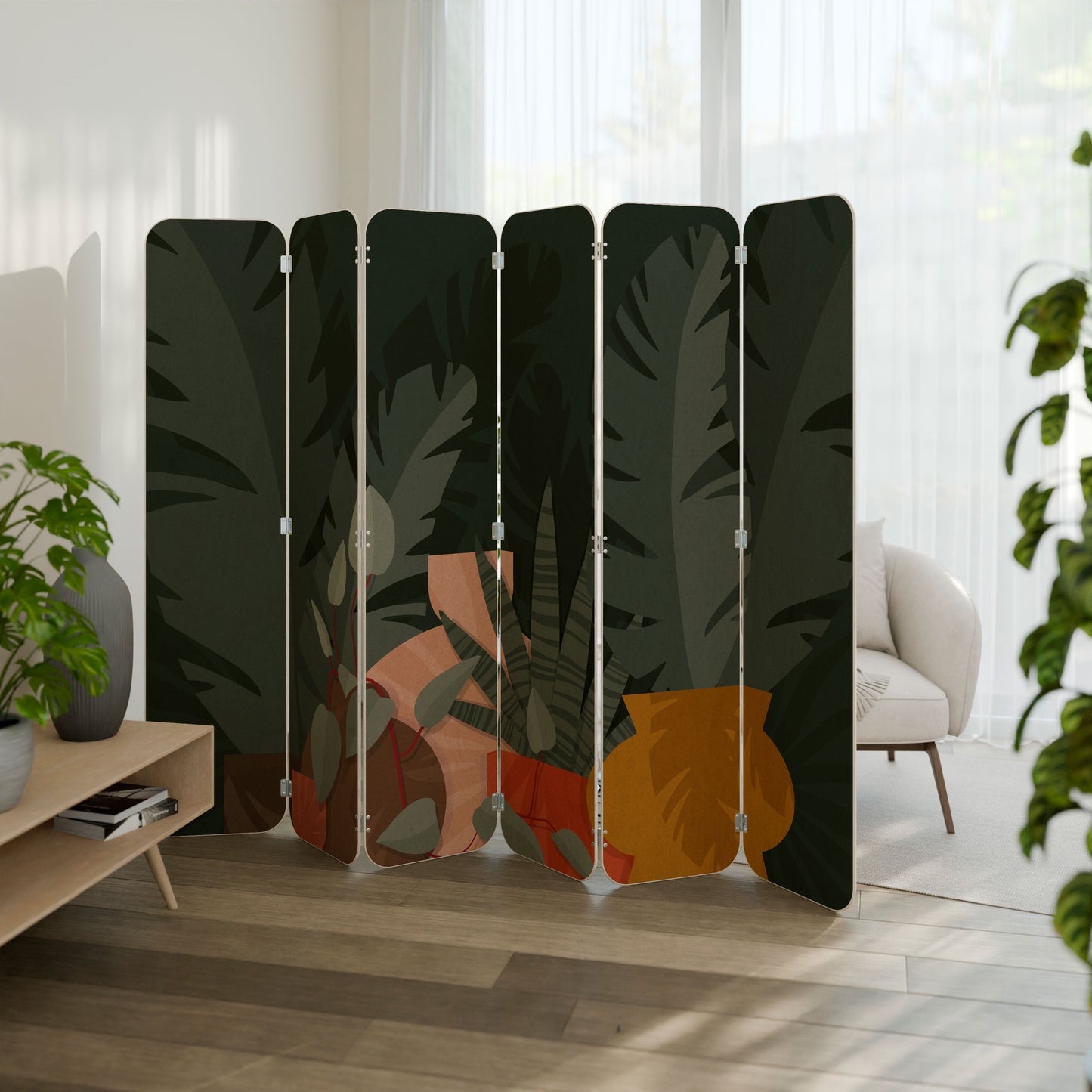 TROPICAL COMPOSITION 6-Panel Plywood Room Divider