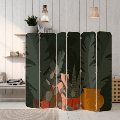 TROPICAL COMPOSITION 6-Panel Plywood Room Divider