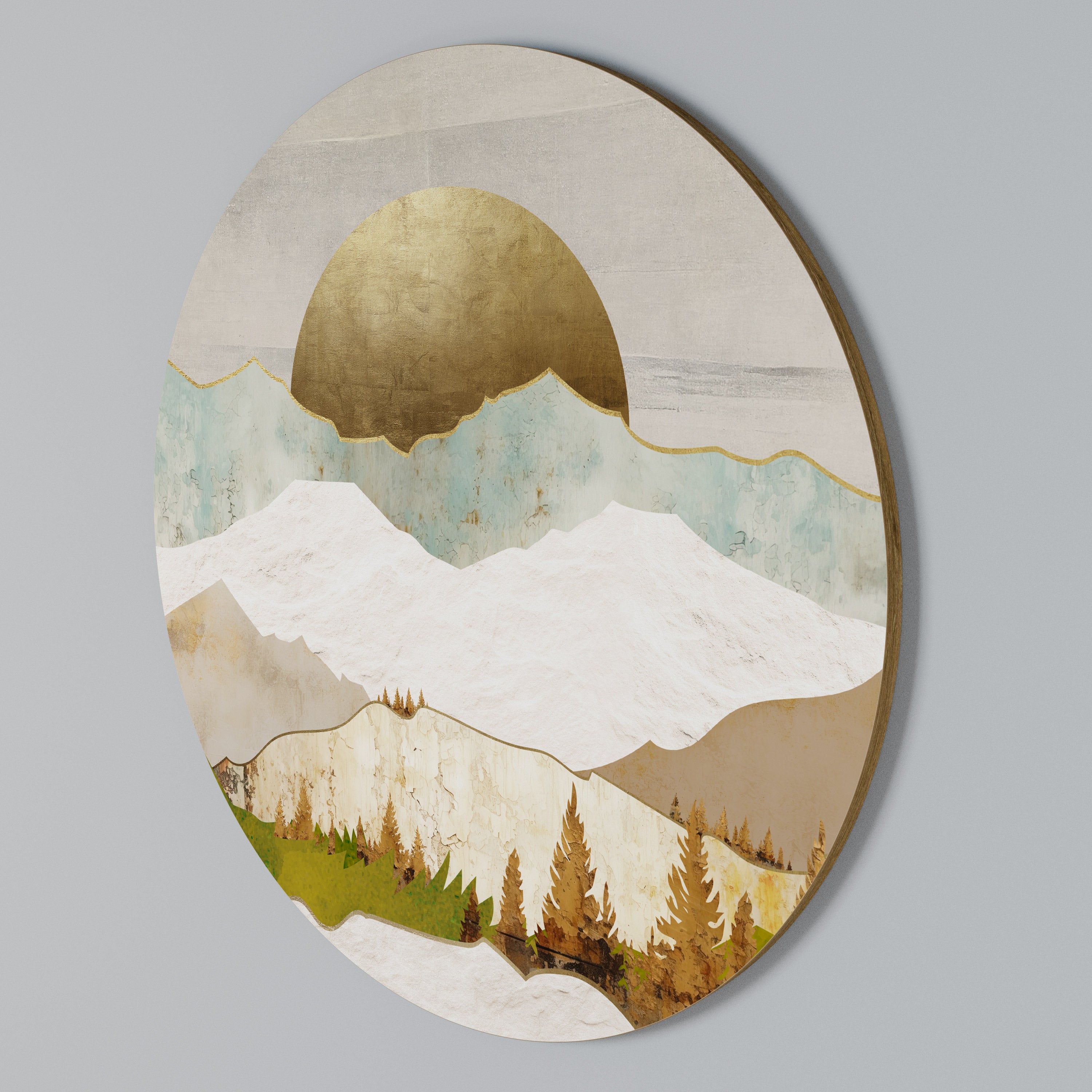 GOLDEN WINTER Στρογγυλός πίνακας ζωγραφικής