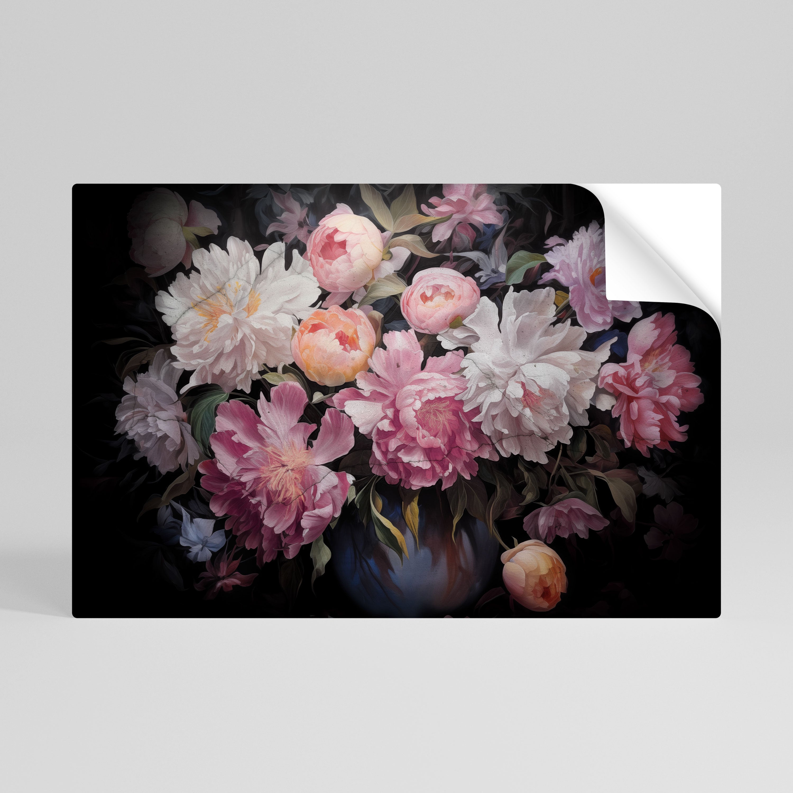 CRASHED PEONIES Peel and Stick Horizontal Poster