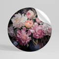 CRASHED PEONIES Runder Wandsticker zum Abziehen und Aufkleben