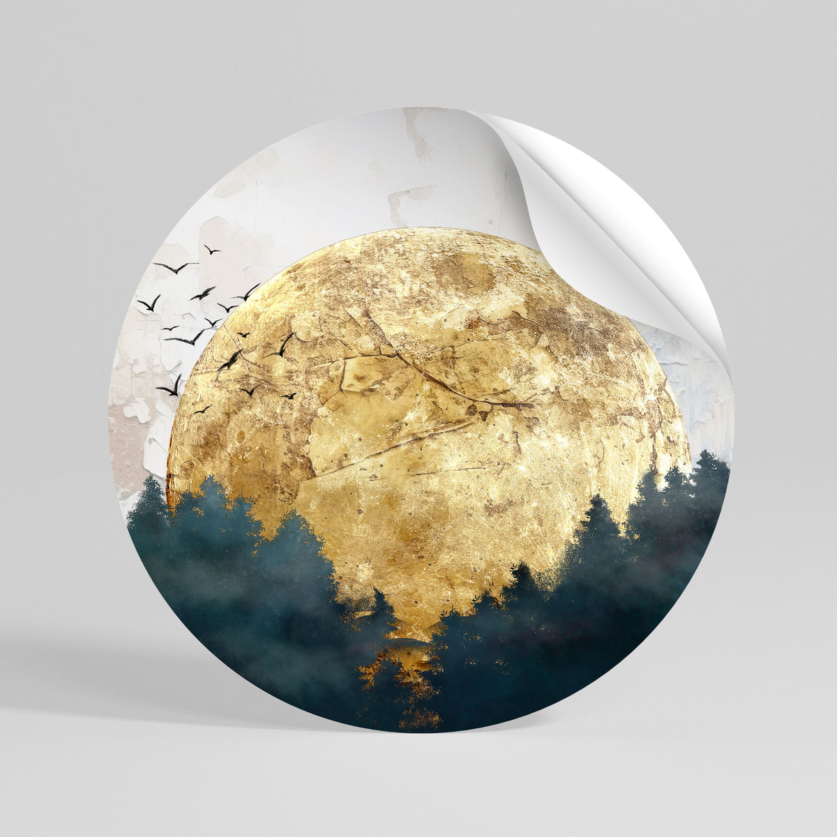 RISING MOON Runder Wandsticker zum Abziehen und Aufkleben