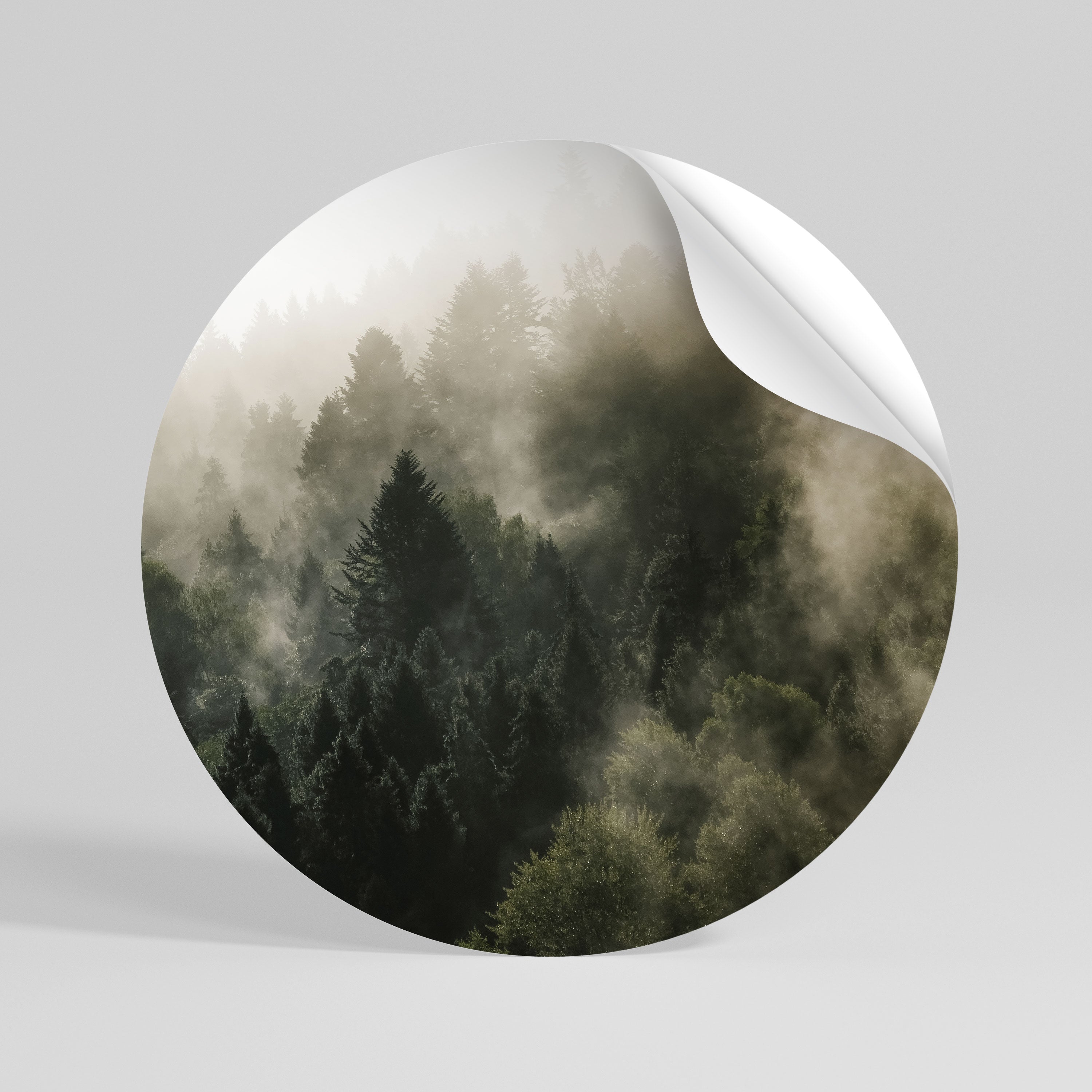 MISTY HIGHLANDS Peel and Stick Round Sticker