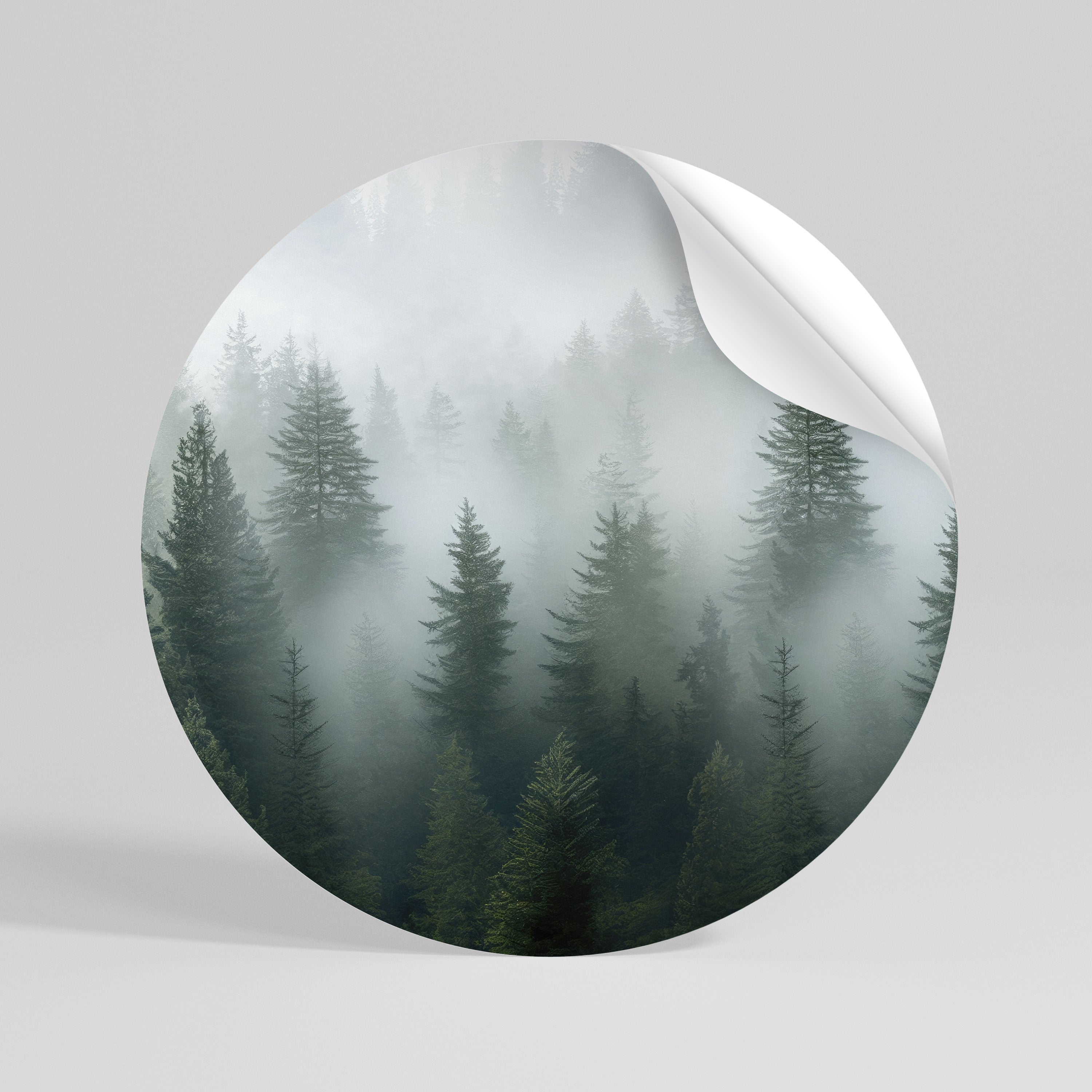 FOGGY CREST Peel and Stick Round Sticker