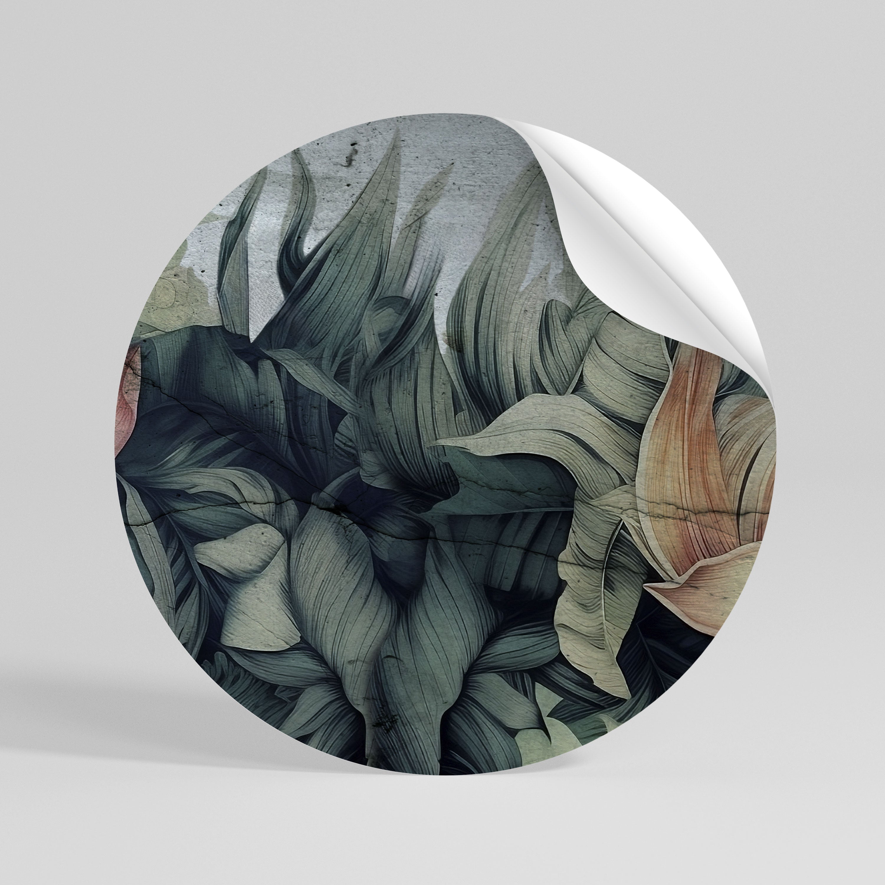 CRASHED LEAVES Peel and Stick Round Sticker