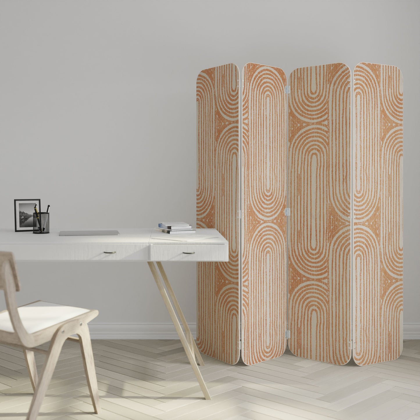 GEOMETRIC GLEAM 4-Panel Plywood Room Divider