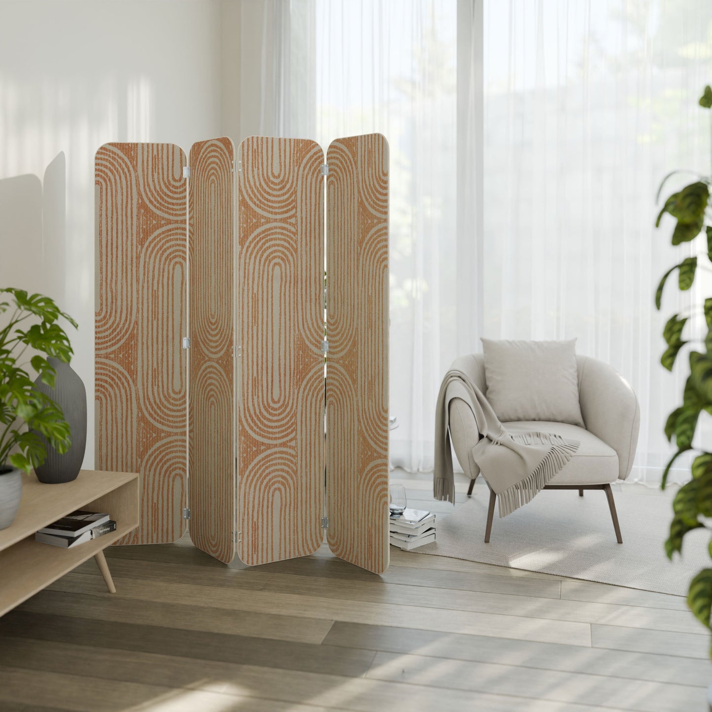 GEOMETRIC GLEAM 4-Panel Plywood Room Divider