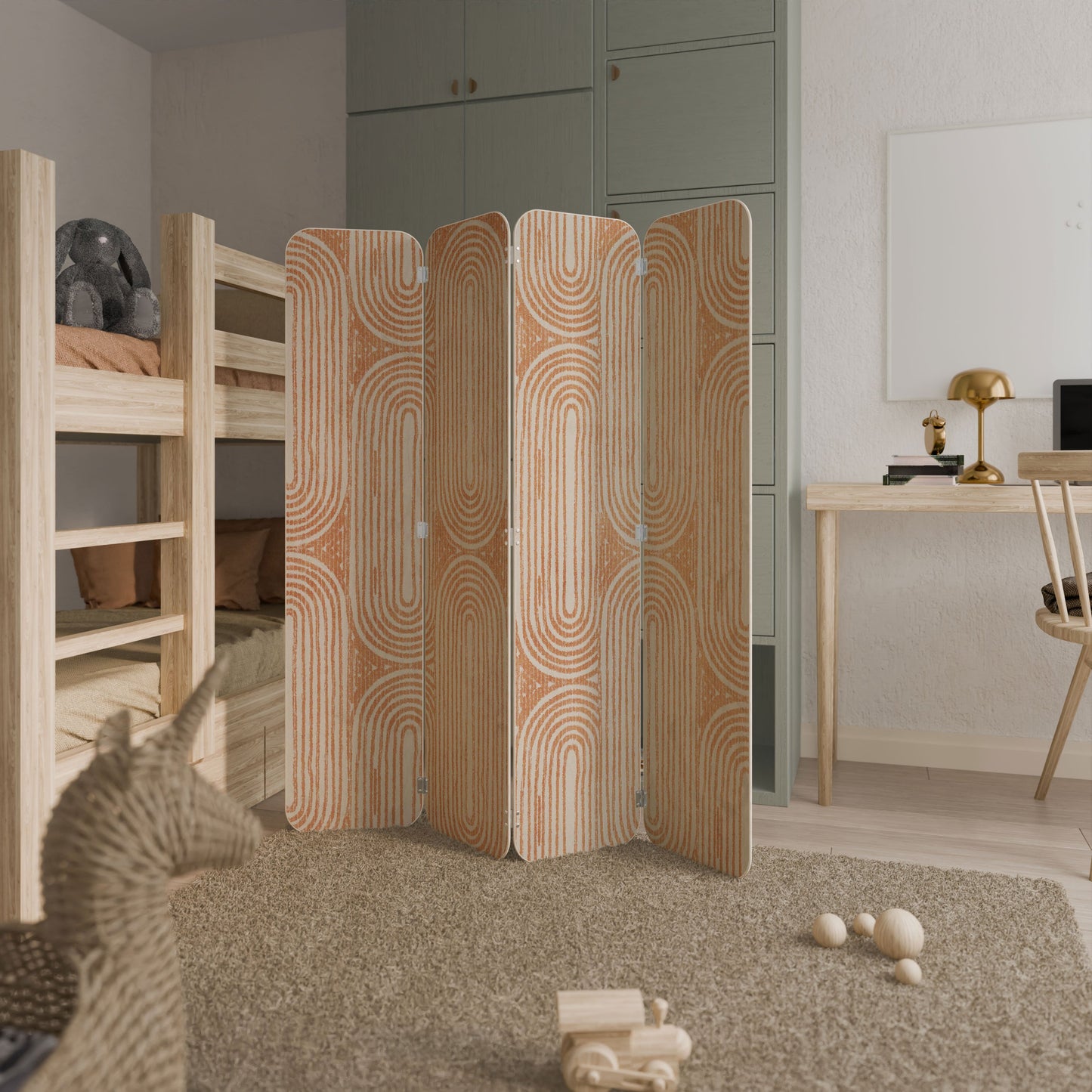 GEOMETRIC GLEAM 4-Panel Plywood Room Divider