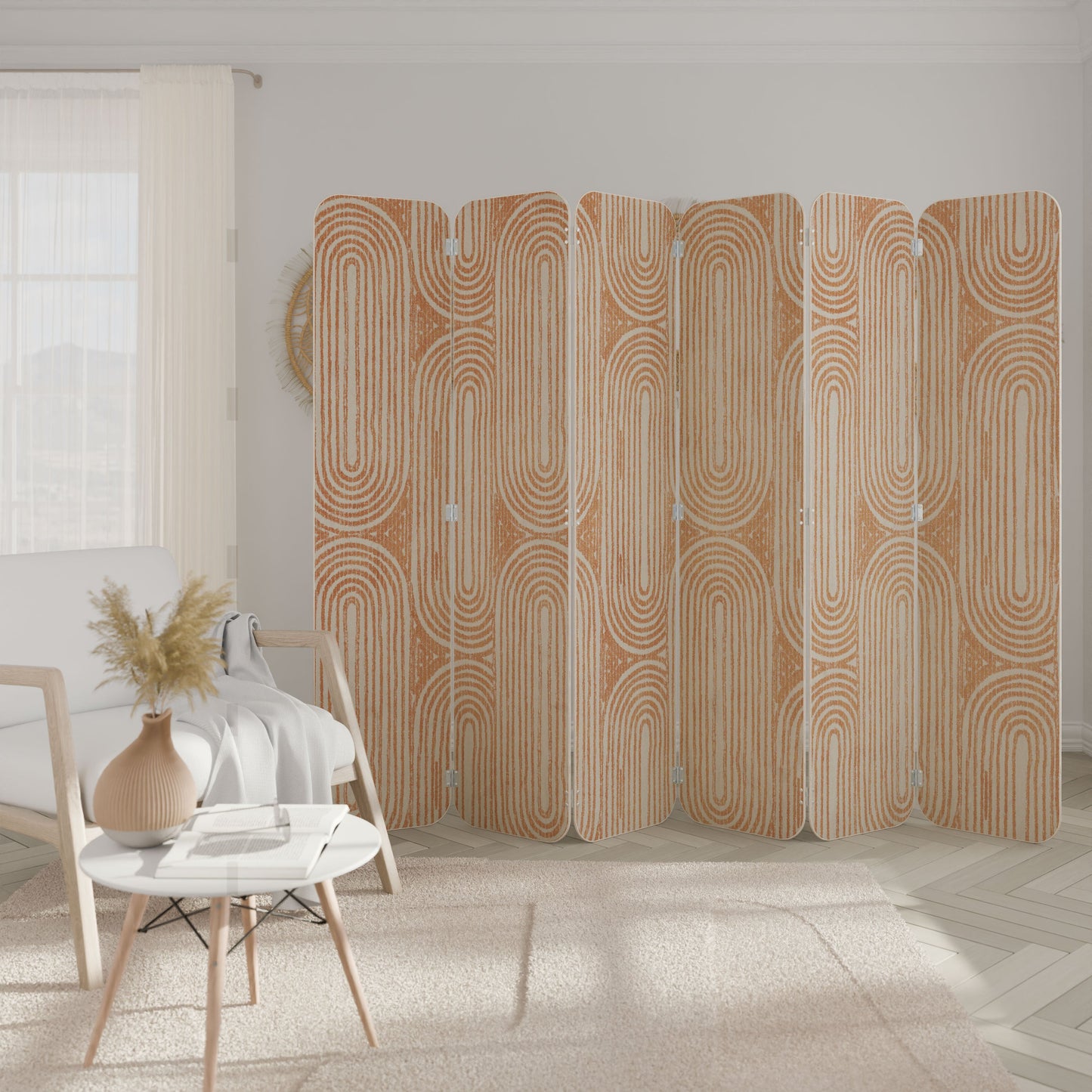 GEOMETRIC GLEAM 6-Panel Plywood Room Divider