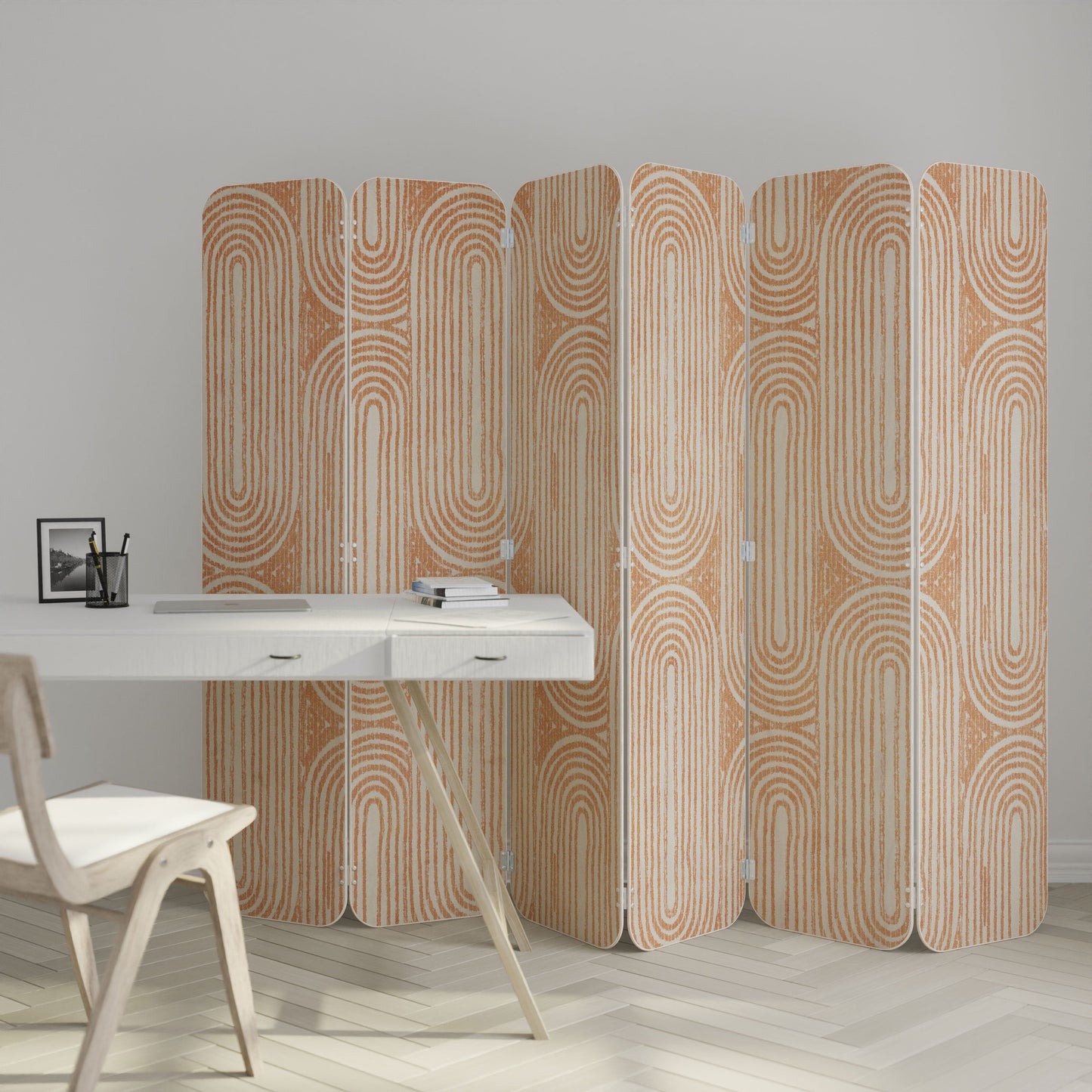 GEOMETRIC GLEAM 6-Panel Plywood Room Divider