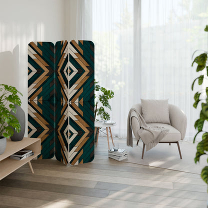 ARTISTIC GEOMETRY 3-Panel Plywood Room Divider