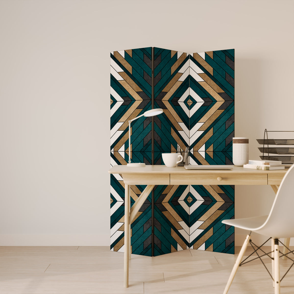 ARTISTIC GEOMETRY 3-Panel Room Divider
