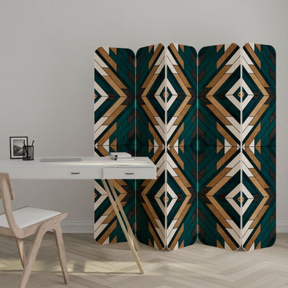 ARTISTIC GEOMETRY 5-Panel Plywood Room Divider