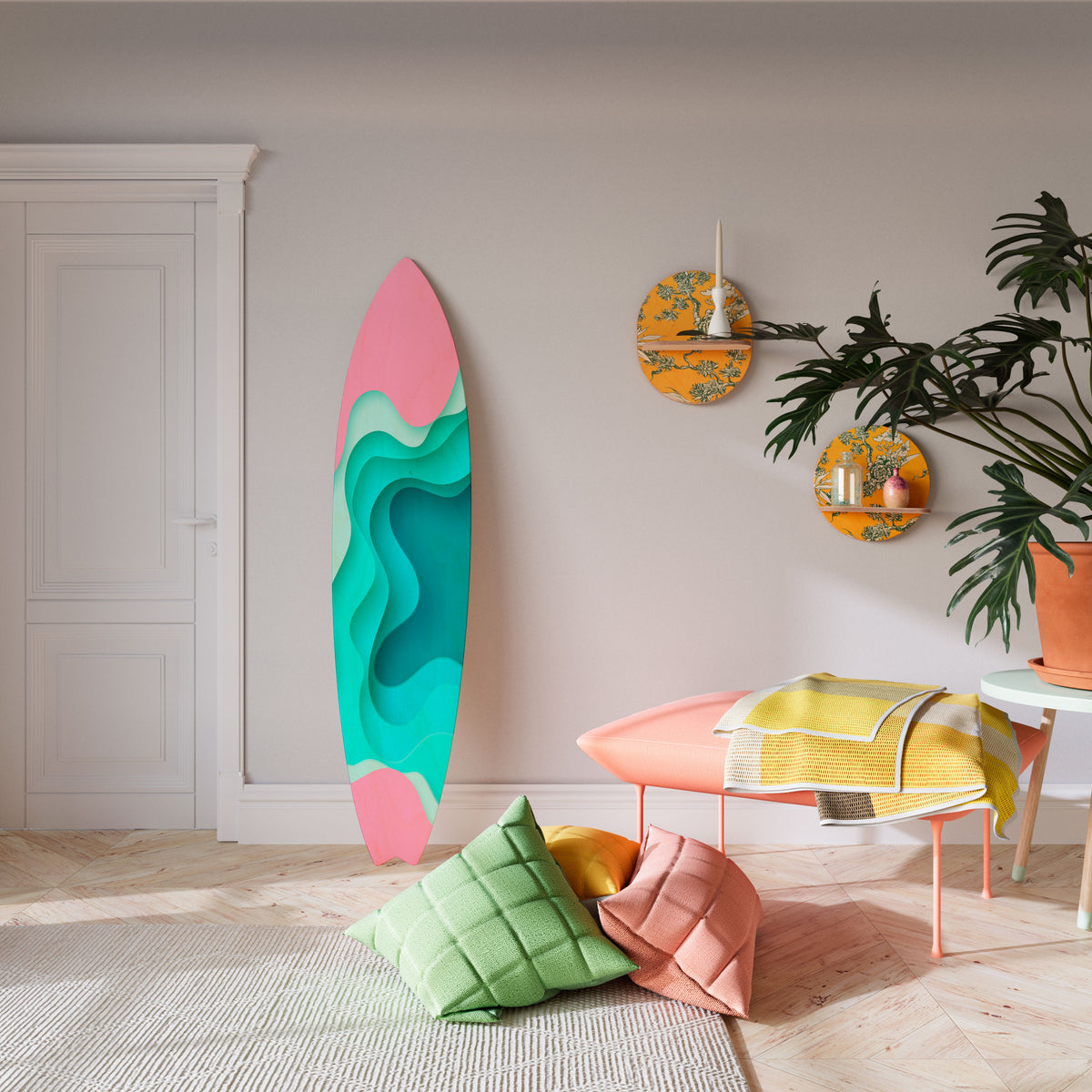 CYANIC ABYSS Panel decorativo de tabla de surf