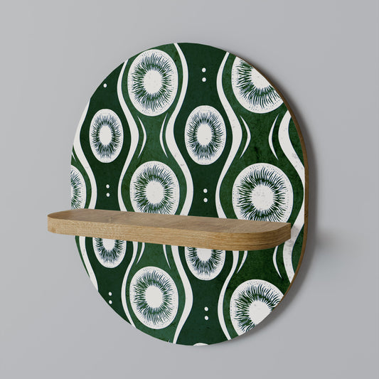 GREEN EYES Oval Art Shelf In Oak Effect