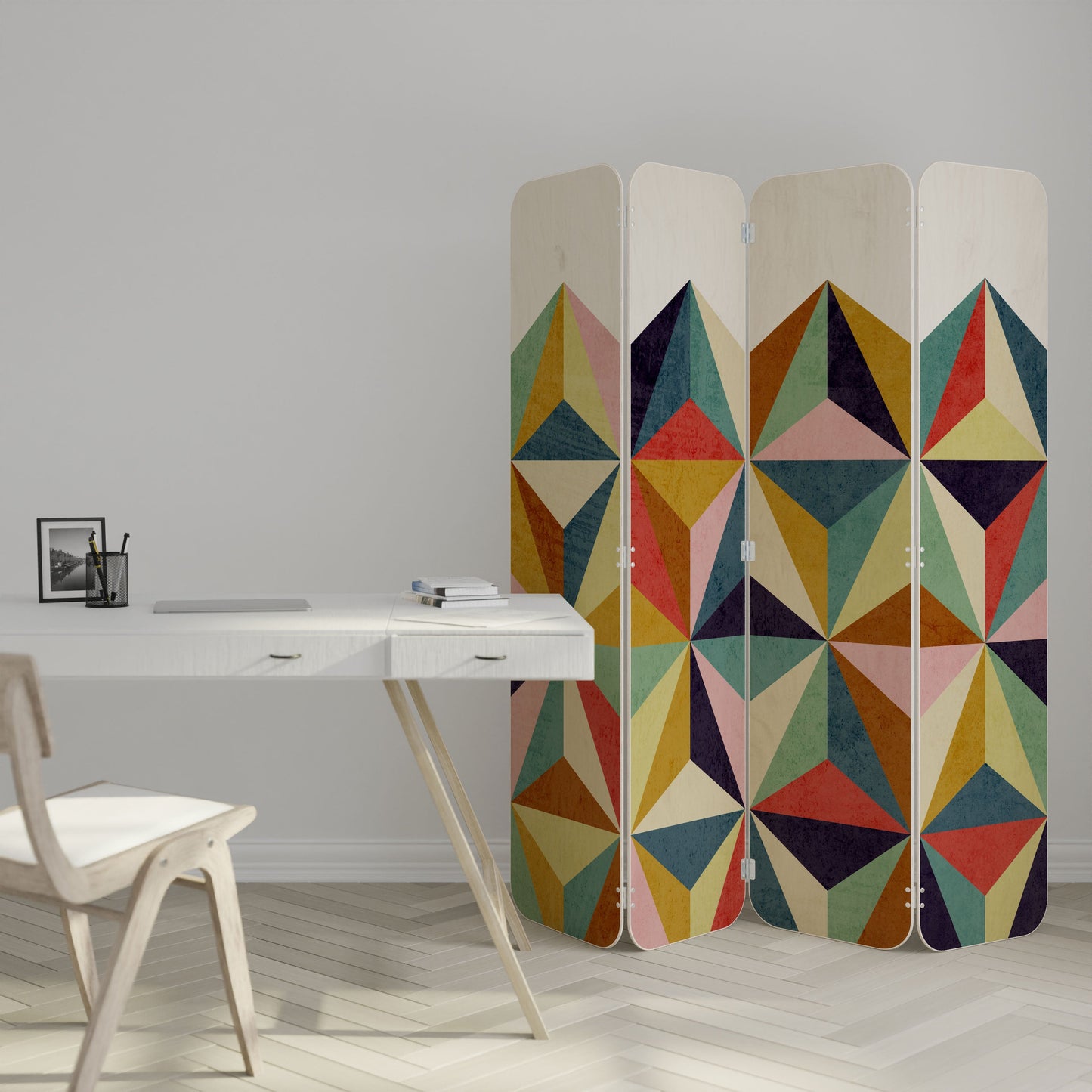 TESSELATE TREASURES 4-Panel Plywood Room Divider